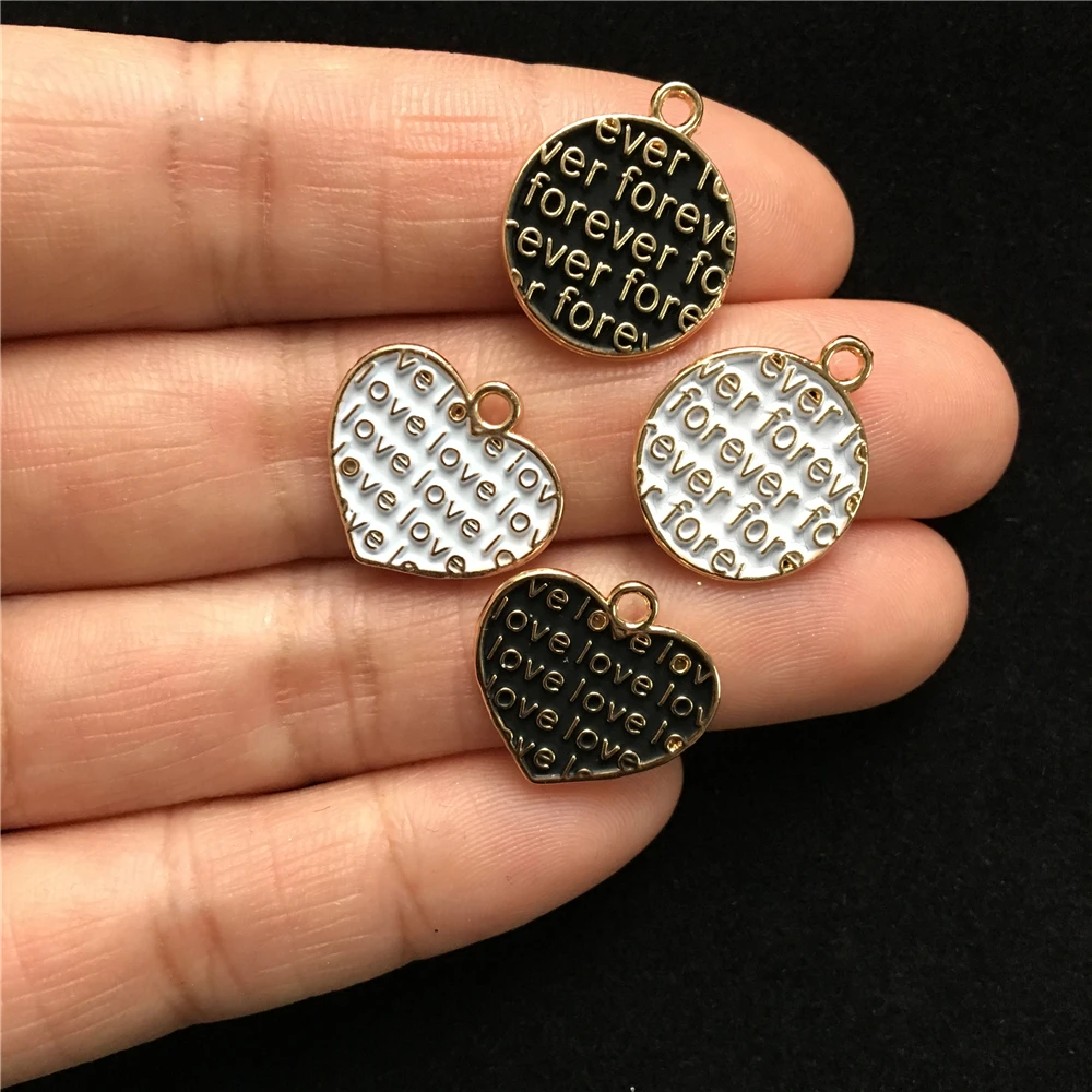 20 шт Высокое качество Золотая эмаль Forever Love Подвески ручной работы DIY серьги