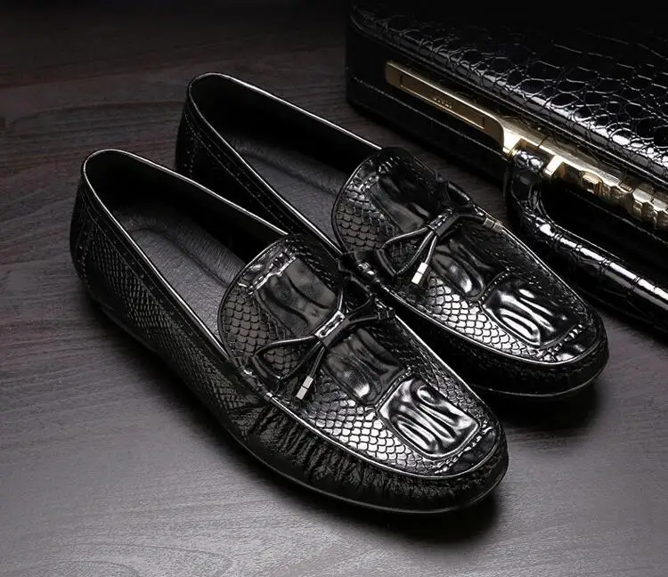 Мокасины мужские из натуральной кожи мягкие лоферы без застежки с бантом