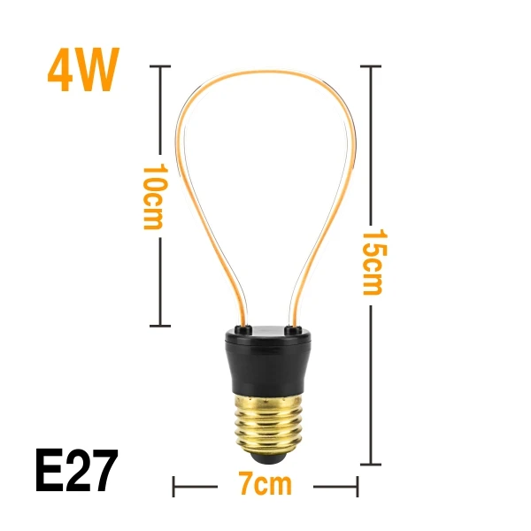 JH-P Новинка, светодиодный светильник Эдисона E27 AC220V, уникальный винтажный светильник, мягкий светодиодный светильник с нитью накаливания, декоративный спиральный дизайн, Ретро лампа, теплый желтый - Испускаемый цвет: JH-P