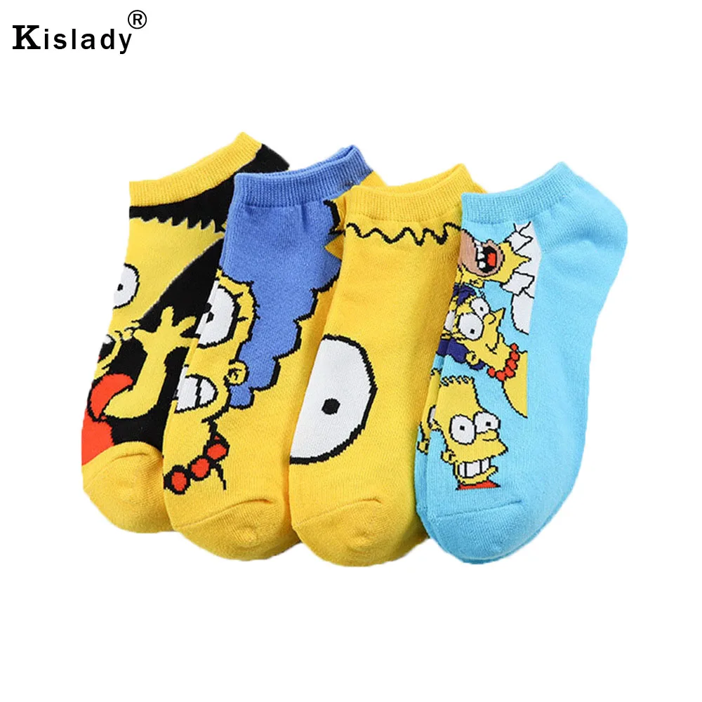 Забавные Женские носочки с героями мультфильмов яркие носки для мужчин