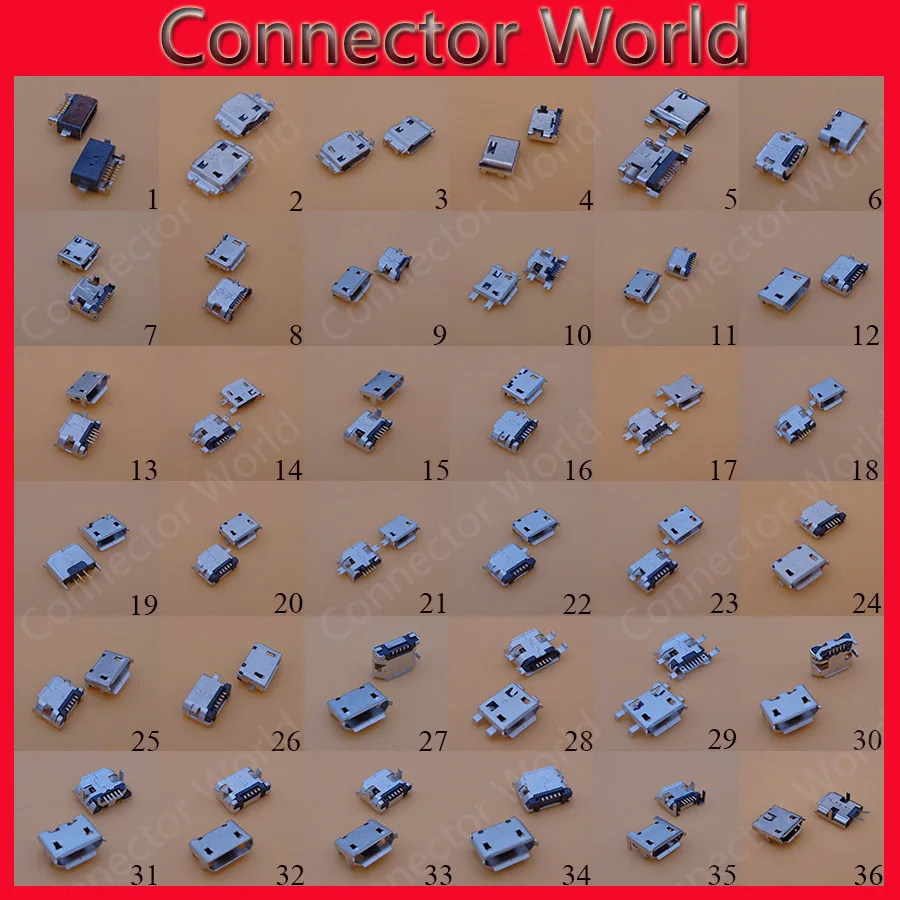 36 моделей 180 шт./лот разъем micro usb 5 контактов мини для Samsung HTC Lenovo ZTE...mobi le телефона