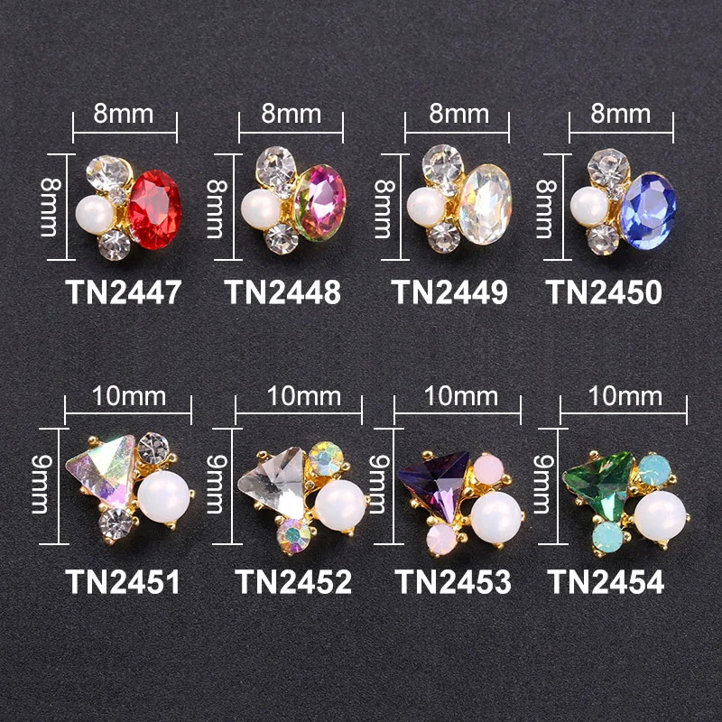 Blueness 10 шт./лот Овальный треугольный дизайн 3D Ногти Стразы шпильки аксессуары для