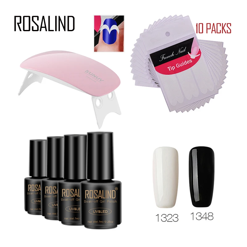 ROSALIND 7 мл * 4 гель для ногтей + 10 шт. французский SUNmini2P гель-лаки художественный