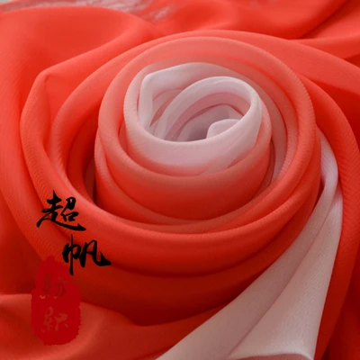 100 двухцветная сценическая шифоновая ткань для костюма Hanfu градиентная шифоновая ткань с рукавами - Цвет: 3
