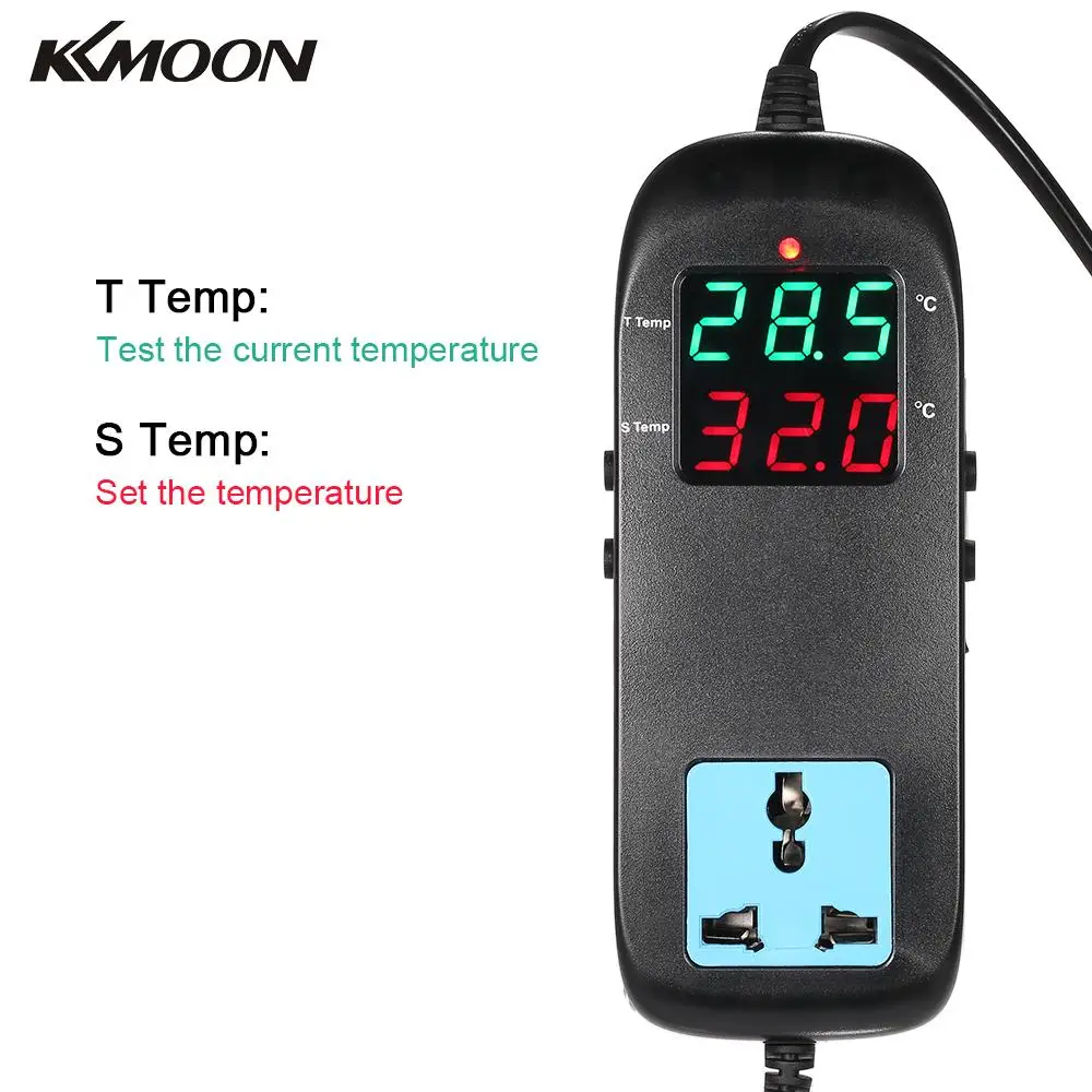 

Electronic Thermostat LED Digital Display Breeding Temperature Controller Thermocouple Thermostat with Socket AC 90V-250V