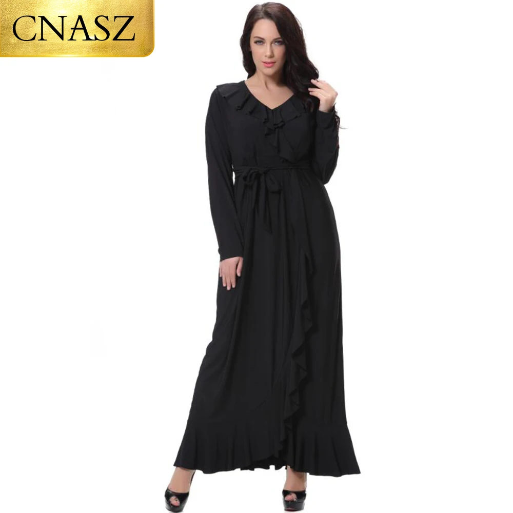 Женское платье в мусульманском стиле черное Абайи арабском большие размеры XL ~