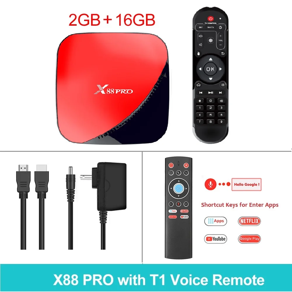 2GB16GB T1 Voice RC X88 PRO Smart tv BOX Android 9,0 4 Гб 128 ГБ 32 ГБ 64 Гб Rockchip RK3318 четырехъядерный wifi 4K Google Play YouTube медиаплеер 2 Гб 16 Гб - Цвет: 2GB16GB T1 Voice RC