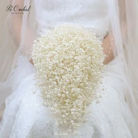 peorchid pearls waterfall wedding bridal bouquet handmade bridesmaids corsage groom boutonniere cascade bride flower bouquet