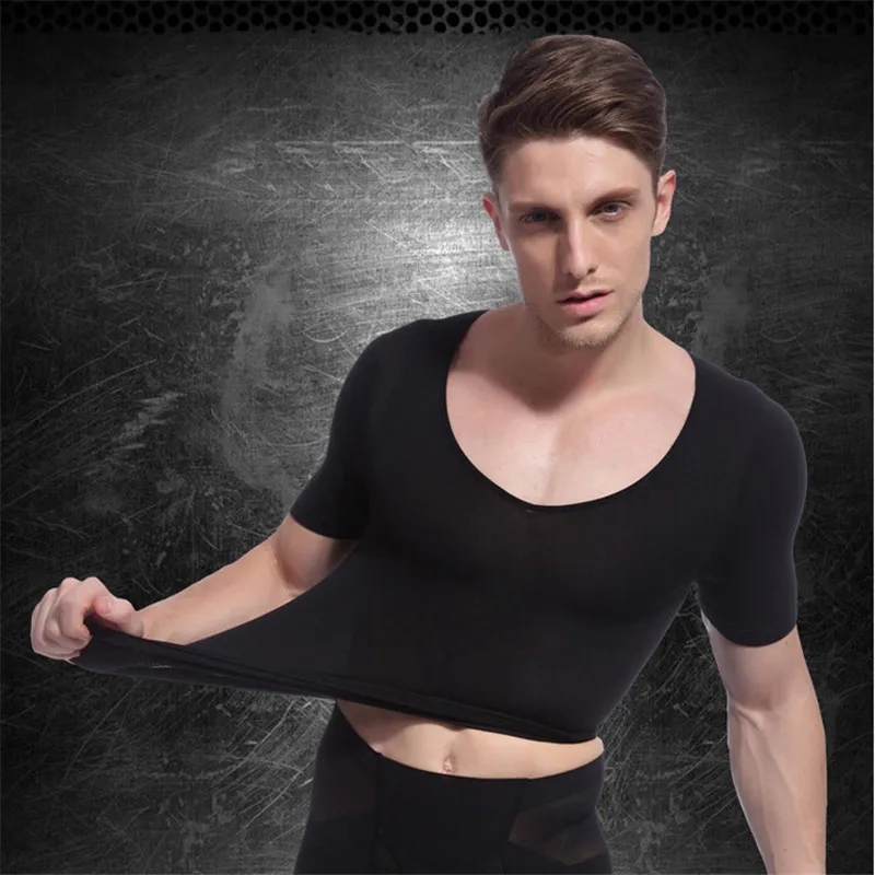 Men's  Body Shapers Slimming Waist Belly T-shirts  Posture Corrector Abdomen Underwear Male Compression Body shapewear
