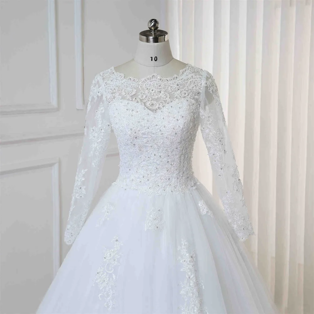Robe de mariage 2019 бальное платье с длинными рукавами свадебные платья кружевные