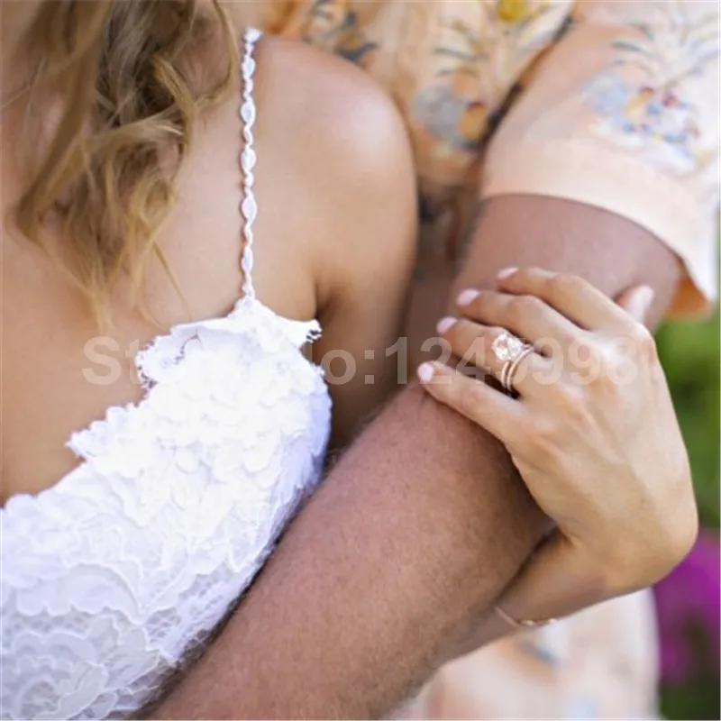 Oceanside 2016 New Beach Spaghetti Straps White Ivory Lace Chiffon wedding dress bridal gown robe de mariage Vestido noiva | Свадьбы и