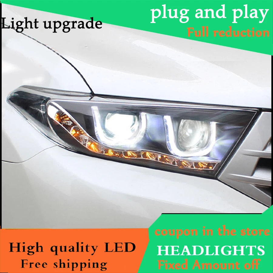 Автомобильный Стайлинг фар для фары Toyota Highlander 2012- светодиодная фара U Angel eyes DRL H7 hid Bi-Xenon объектив ближнего света