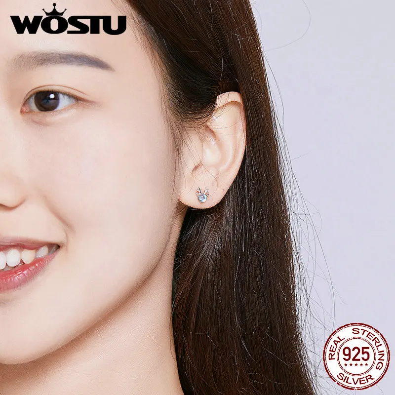 Женские серьги-гвоздики из серебра 100% пробы с оленем | Украшения и аксессуары