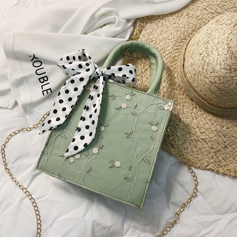 2019 новый корейский Сумка кросс-боди кружево шёлковый шарф модный сумка в руку