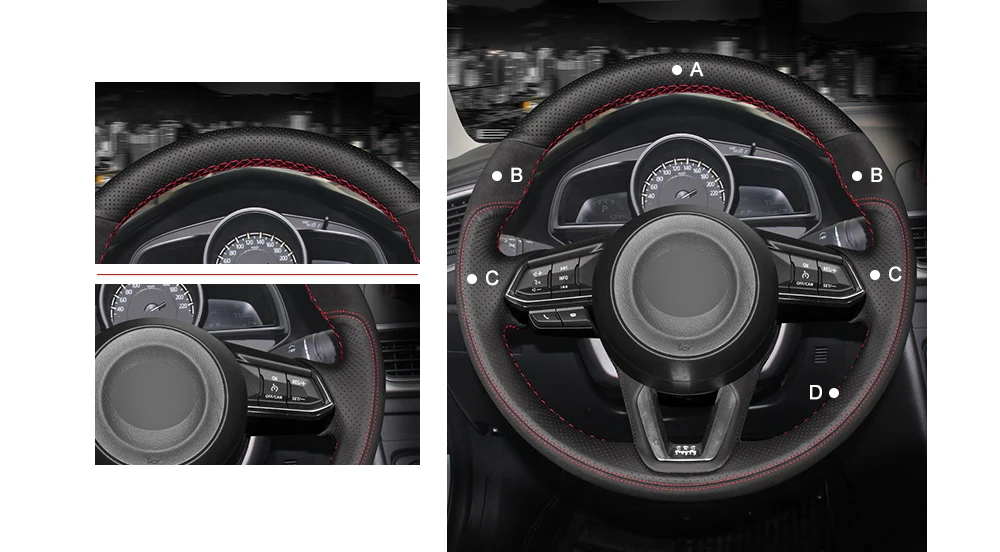 MEWANT черный замшевый чехол на руль для Mazda 3 Axela Mazda 6 Atenza CX-3- CX-5- CX-9 Toyota Yaris