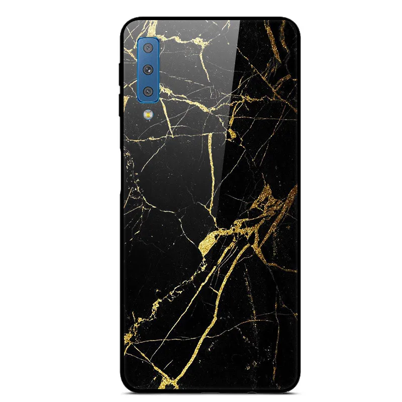 Чехол из закаленного стекла для samsung A7 чехол модная задняя крышка для samsung Galaxy A7 чехол для телефона s A 7 A750F роскошный чехол - Цвет: 28