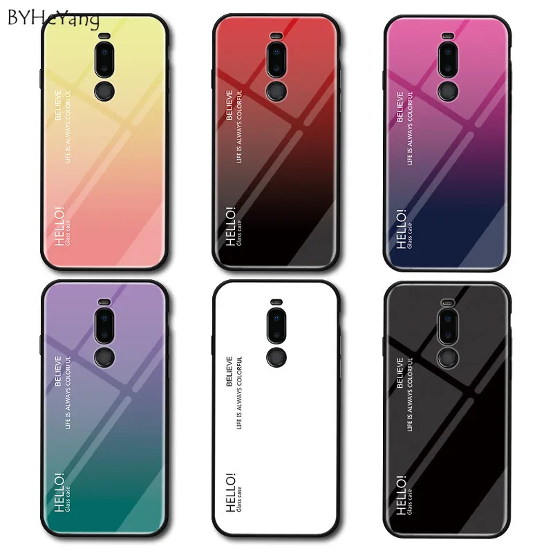 Для Meizu X8 чехол Роскошный Твердый закаленное стекло модный градиентный защитный