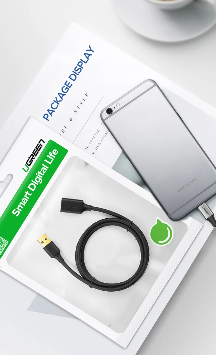 Ugreen USB кабель-удлинитель USB 3,0 кабель для Smart tv PS4 Xbox One SSD USB3.0 2,0 для удлинителя кабеля передачи данных мини USB кабель-удлинитель