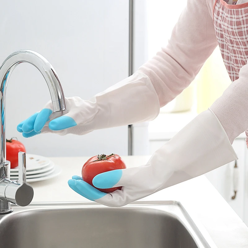 Домашние чистящие перчатки с длинным рукавом латексные кухонные моющие посуды