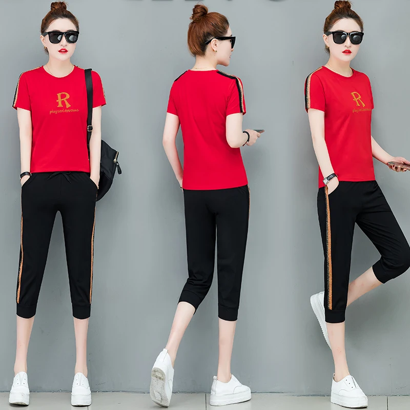 Женские туфли из двух частей комплект одежды размера плюс большие штаны и топ