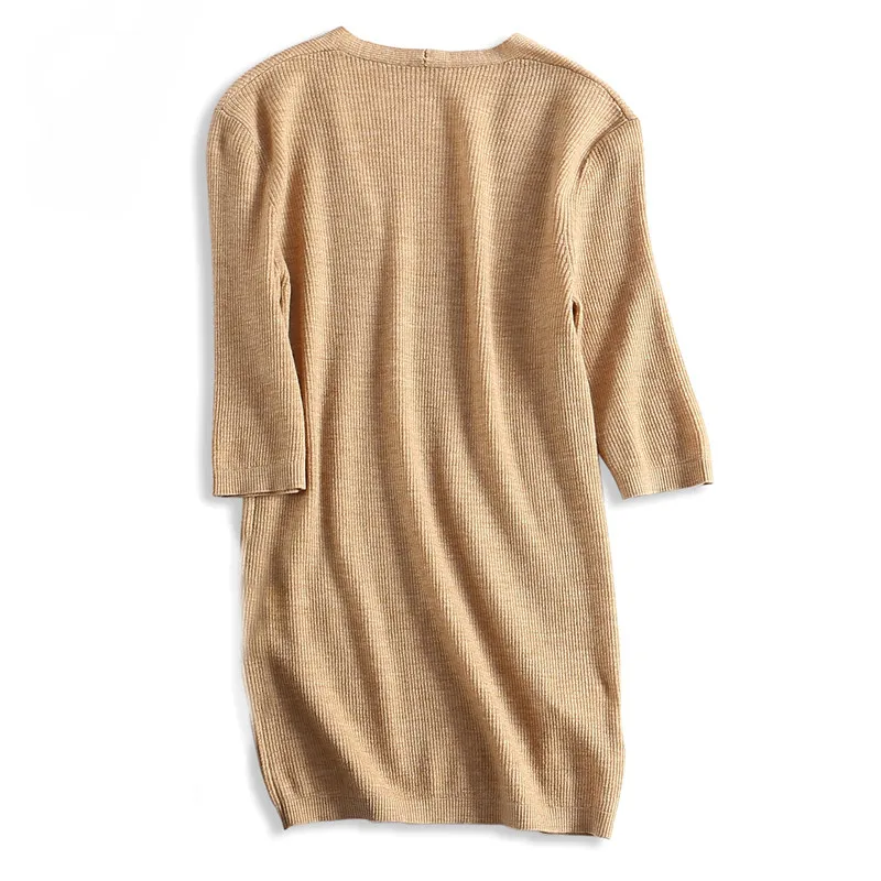 pure fine wool thin knit women fashion spring summer pullover sweater short sleeve M/L