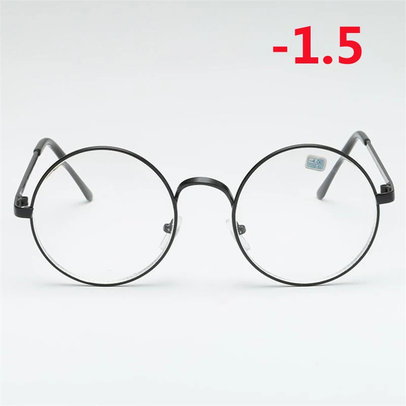 Myopia 150 Студенческие очки для близорукости, женские и мужские металлические круглые очки, оправа с градусом, короткие очки для коррекции зрения-1-1,5-2-2,5-3-3,5-4,0 - Цвет оправы: Myopia 150