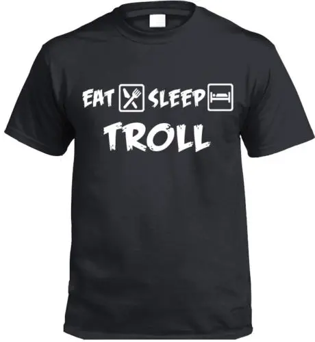 Eat Sleep Troll футболка Regalo Pesca a Traina интернет меме Мужская Топы с коротким рукавом