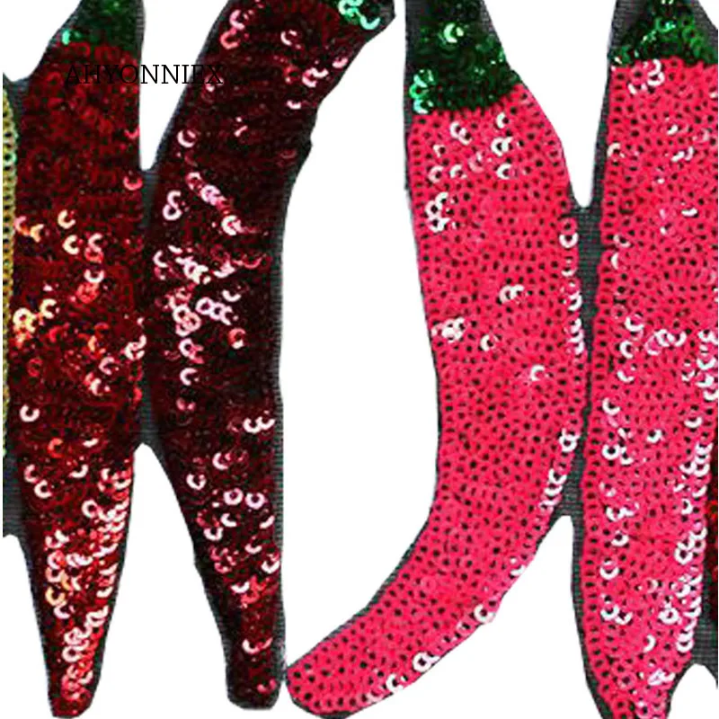 1 PCS Large Chilli Patch Sequin Embroidery Fashion Clothes Applique DIY Clothing Decoration Iron On Sequins Patches for | Дом и сад