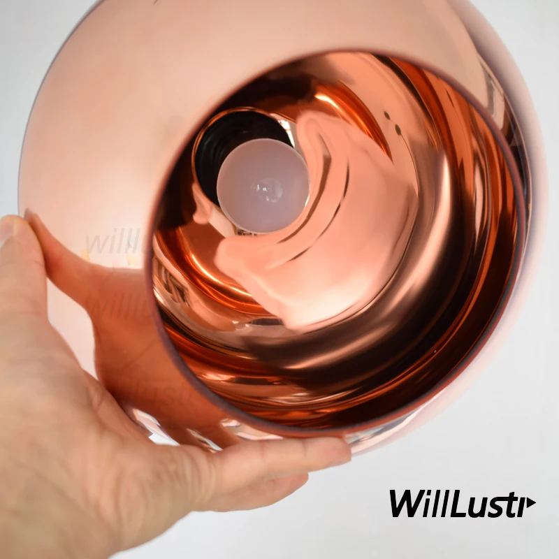 Медный стеклянный подвесной светильник Willlustr современный зеркальный шар абажур