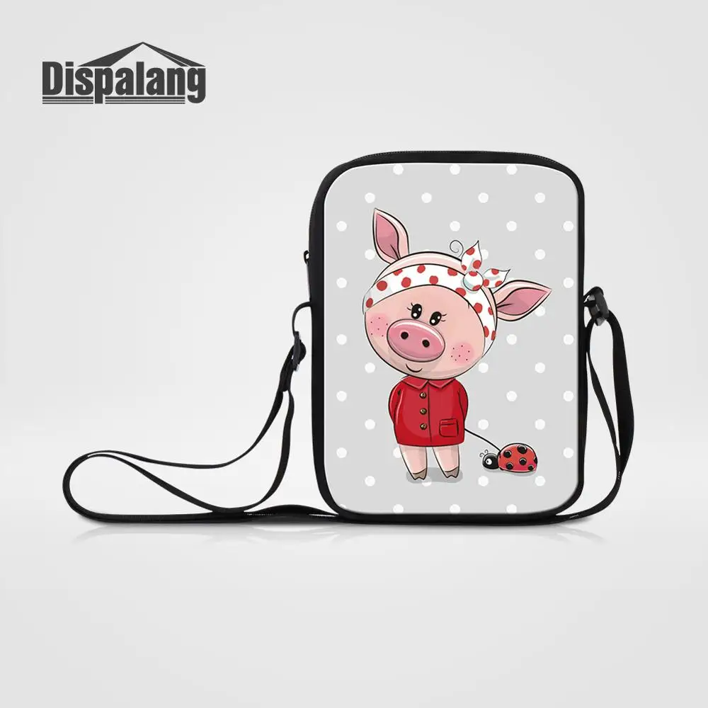 

Детская мини-сумка-мессенджер, школьные сумки, мультяшная свинка, поросенок, Печать через плечо, книжные сумки для девочек, женские повседневные дорожные сумки с клапаном на плечо