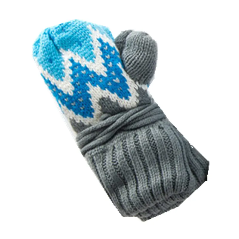 blue gloves Зимняя детская теплая плотная шапка для девочек, шарф, перчатки, комплект из 3 предметов, вязаные шапки для маленьких мальчиков, теплые перчатки для мальчиков и девочек - Цвет: blue gloves