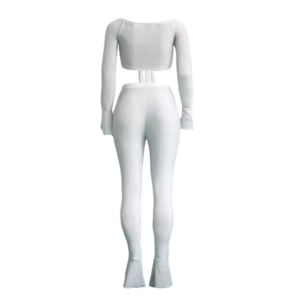 Пикантный блестящий комплект из двух предметов с открытыми плечами элегантный