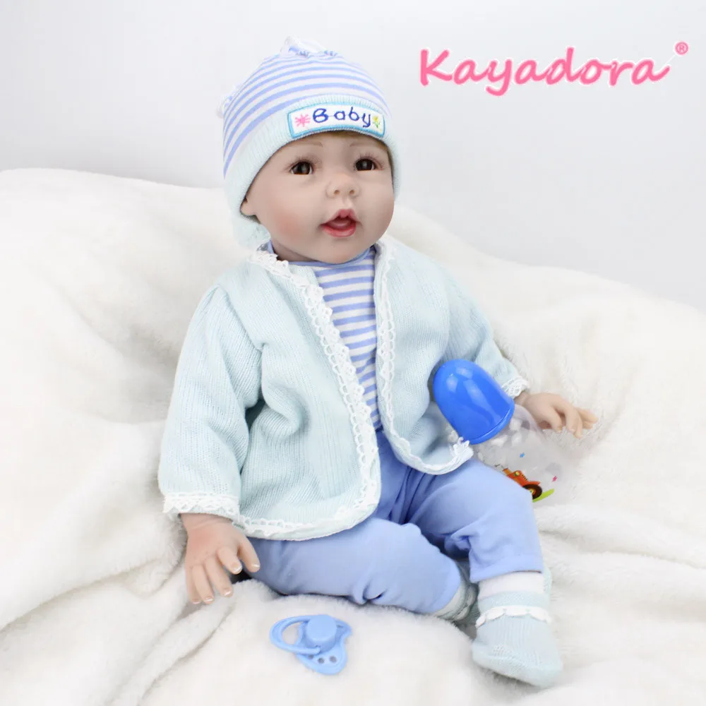 Kaydora 22 дюйма силиконовые куклы для новорожденных укорененные коричневые мохер