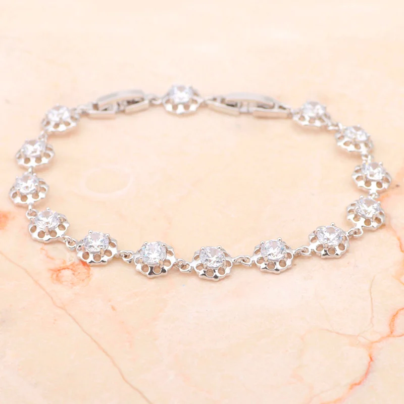 ROLILASON просто шик белый кристалл Циркон Серебряный браслет-цепочка здоровье