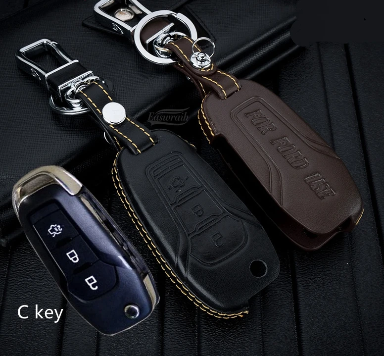 Кожаный чехол для ключей Ford 4D cosport MK2 MK4 Focus Fiesta Edge Explorer Everest Ranger F150 Kuga|ford f150 key|ford focus