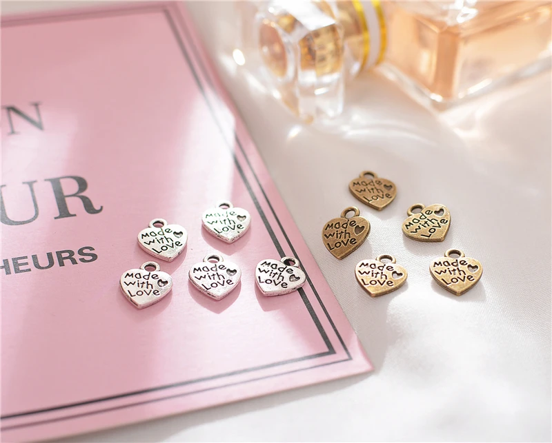50 шт сделано с любовью подвески в форме сердца Свадебные украшения для самодельного изготовления вечеринок