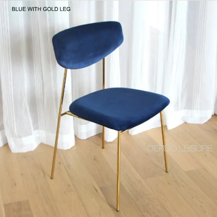 Blue Seat Gold Leg Современный скандинавский дизайн модный роскошный красочный золотой черный цвет ноги ткань искусственная кожа мягкий чехол коврик обеденный стул 1 шт - Цвет: Blue Seat Gold Leg