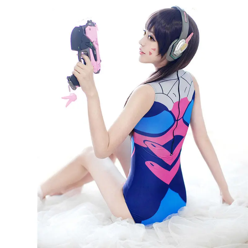 Соблазнительная игра OW D.VA Dva милосерд косплей костюм Цельный купальник Ева для