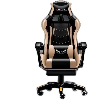 gold and black Высокое качество D-2 игровой Poltrona Esports Silla Gamer кресло из искусственной кожи колесо может лежать с подставкой для ног офисная мебель - Цвет: gold and black