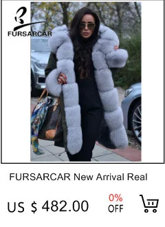 FURSARCAR свободный серый свитер с большой натуральная черно-бурая лиса мех осень зима мода пальто натуральный мех длинный кардиган