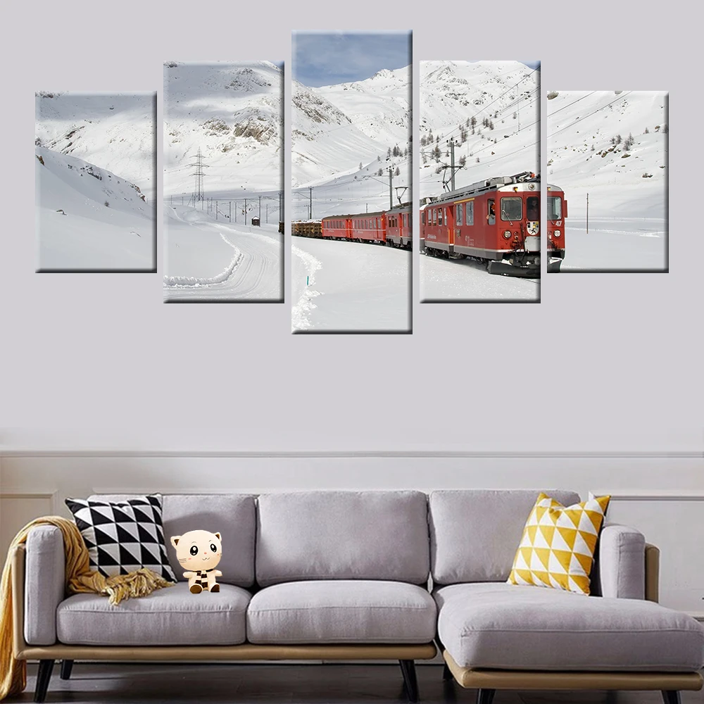 Красивая красная фоторамка с рисунком снега искусство на холсте HD печать