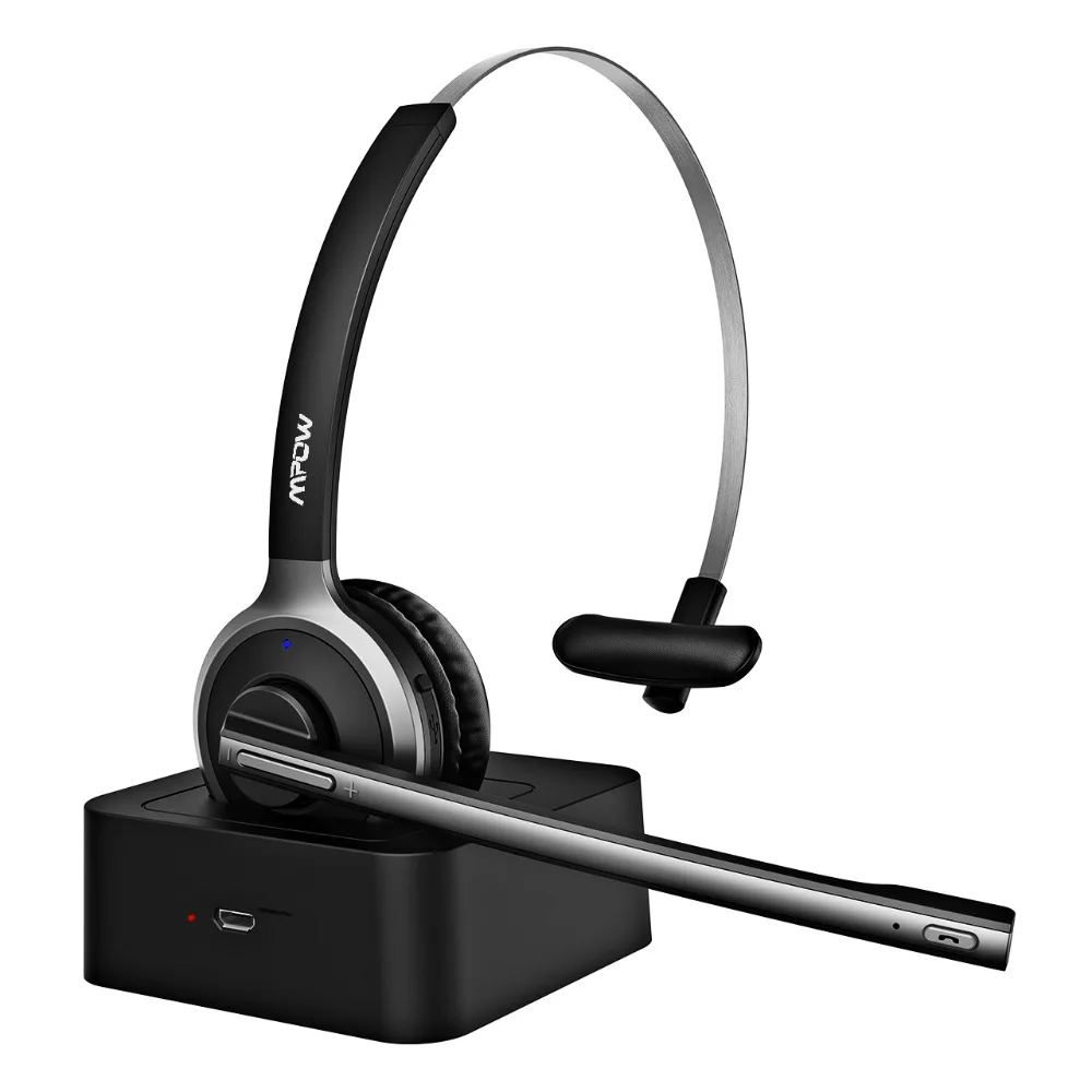 Mpow BH231 Bluetooth 4,1 наушники с микрофоном, Зарядная база, беспроводная гарнитура для ПК, ноутбука, колл-центра, офиса, 18 ч, время разговора