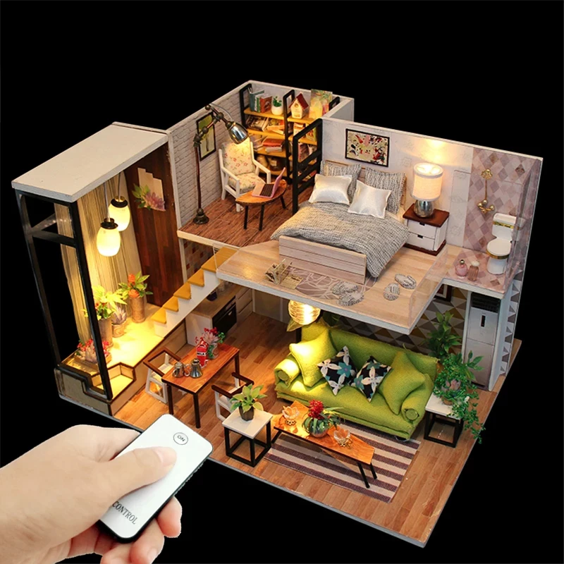 Творческий DIY кукольный дом Миниатюрный с мебели 3D деревянная модель дома