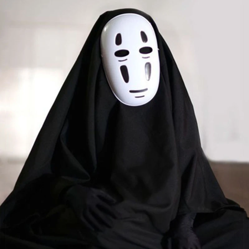 1 компл. No Face мужской Косплей Костюм Аниме Костюм Безликий с маской Призрак Хэллоуин костюм COS одежда маска перчатки черный фиолетовый - Цвет: Black mask set