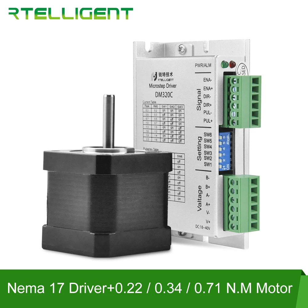 Специальная цена Nema 17 0.22N.M 1.2A шаговый двигатель 42CM04 с 24-48VDC Nema17 шаговый двигатель контроллер DM320C ЧПУ комплект