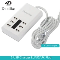 high speed 6 usb ports charger hub splitter universal multi ports charger eu uk us plug for iphone ipad android pc laptop