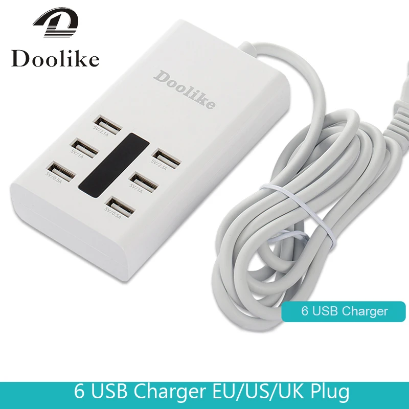 Высокоскоростной разветвитель зарядного устройства с 6 USB-портами универсальное