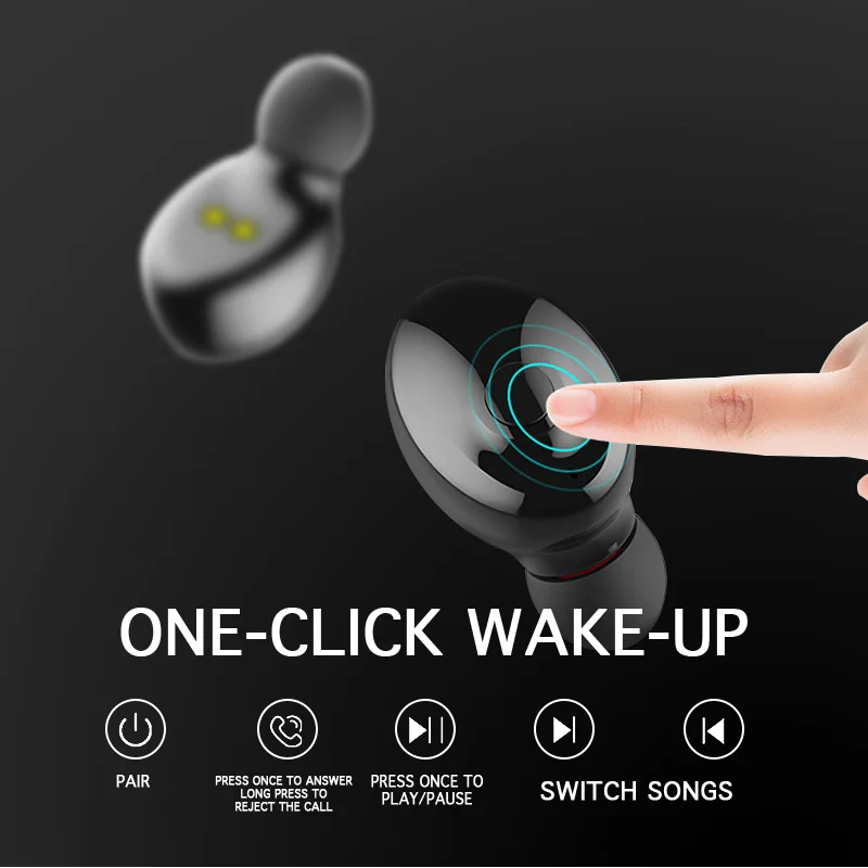 ANBES Mini Dual V5.0 Беспроводной наушники Bluetooth 3D стерео звук с двойной микрофон и USB