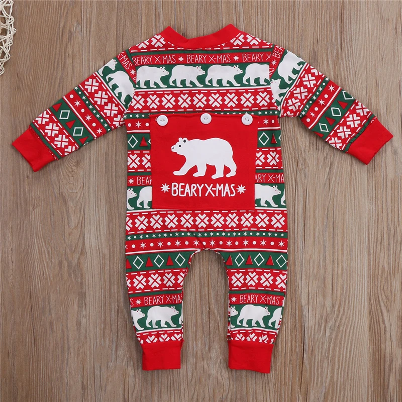 Новинка 2017 рождественские пижамы детские комбинезоны Одежда для новорожденных