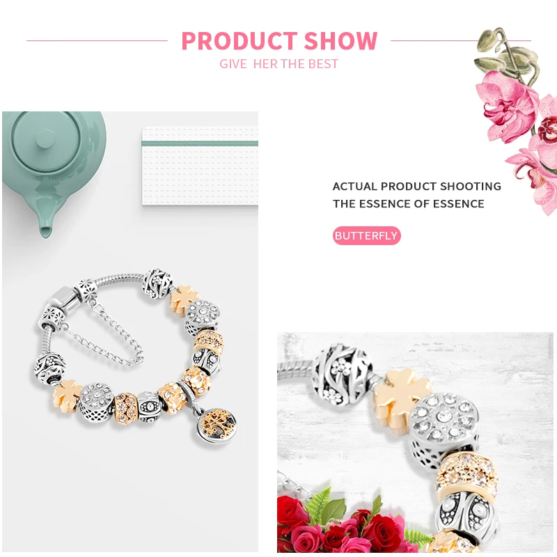 

MISSITA Natural & Life Series Bracelet with Gold Color Tree of Life Bead Silver Plated Brand Bracelet for Women Party Gift
